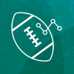Illustration of a football combined with a data graph on a turquoise background with a dotted pattern, representing sports analytics.
